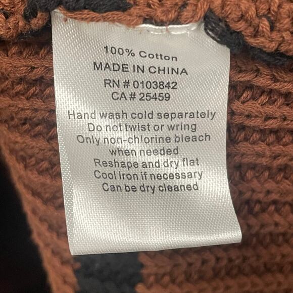 Evereve Brown Black Striped Mock Neck Pure Cotton Knit Sweater Womens Small - Picture 5 of 5